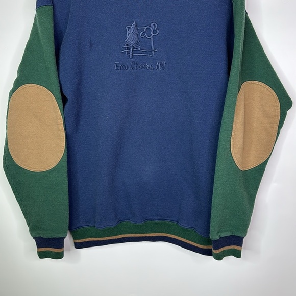 Vintage Eau Claire Wi Elbow Patch Crewneck Sweatshirt Medium - Picture 3 of 9